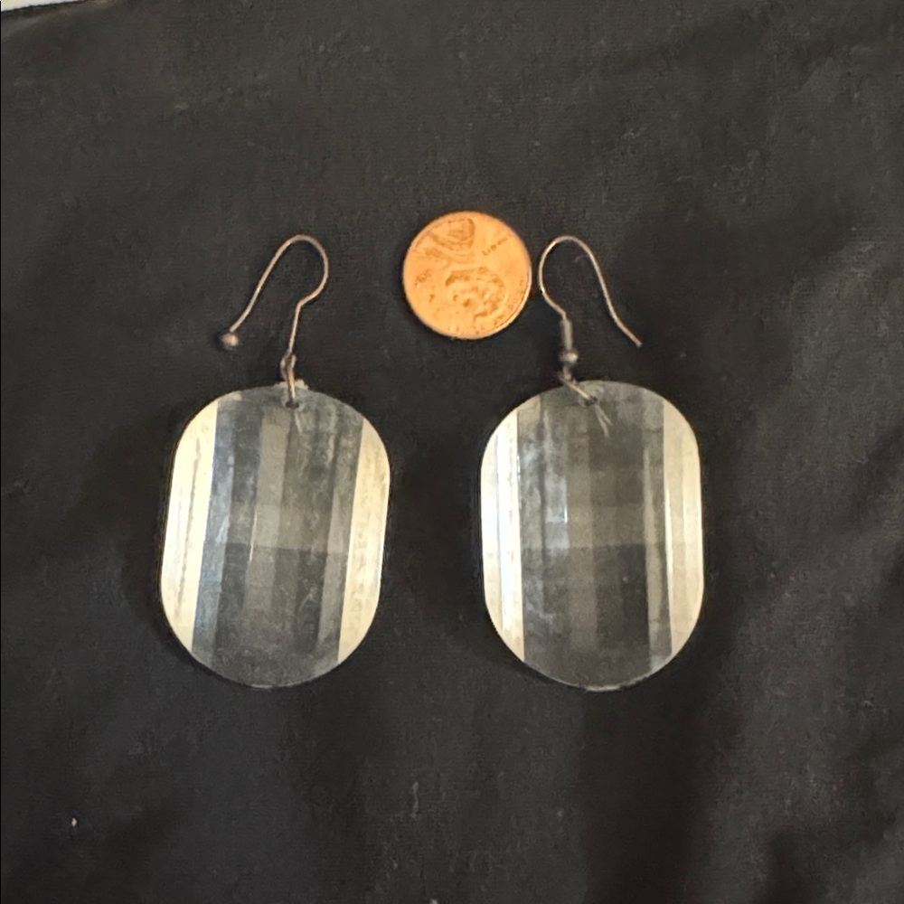 Black and Gray Oval Earrings